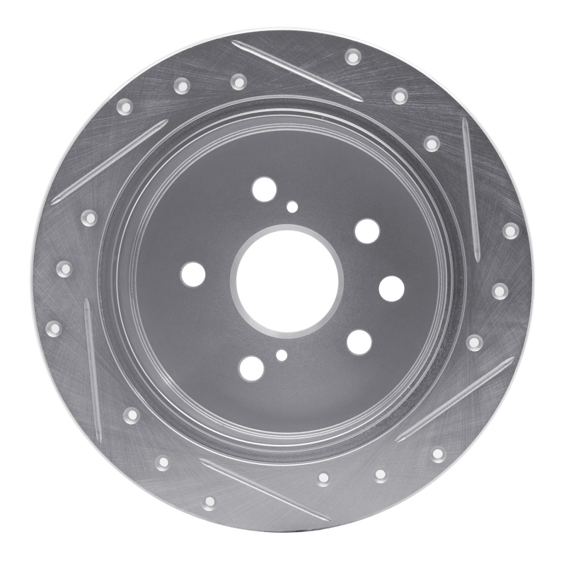 Lexus IS250 Brake Rotor (1) - Rear Left - R1 Concepts - Drilled & Slotted - Silver - `06-`15